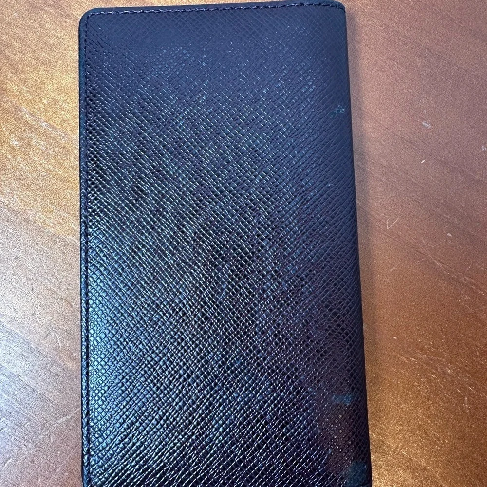 Louis Vuitton Taiga Black Long Wallet | Authentic in dark red